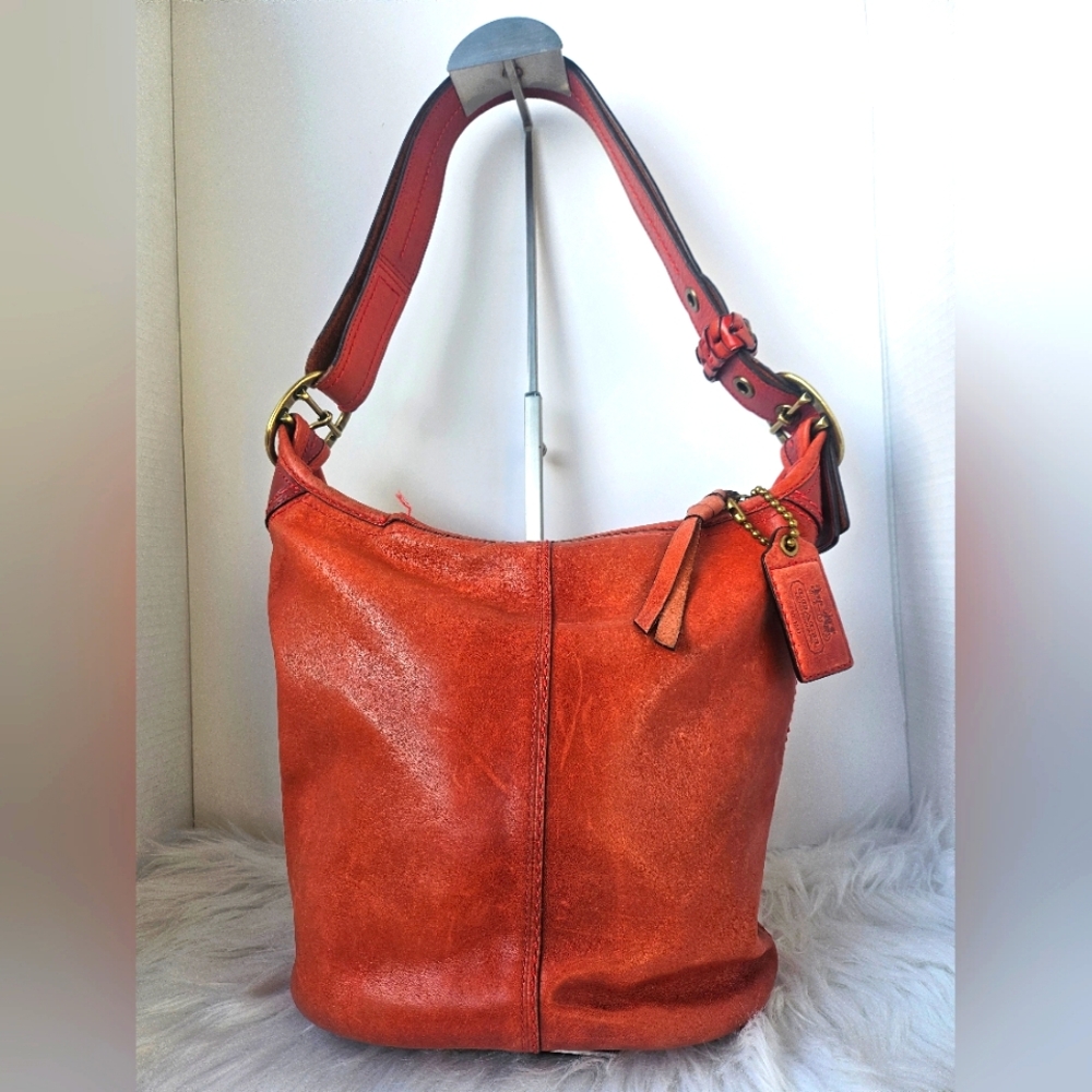 Coach 👜 BLEECKER Bucket Duffle Bag (Burnt Orange/Red)